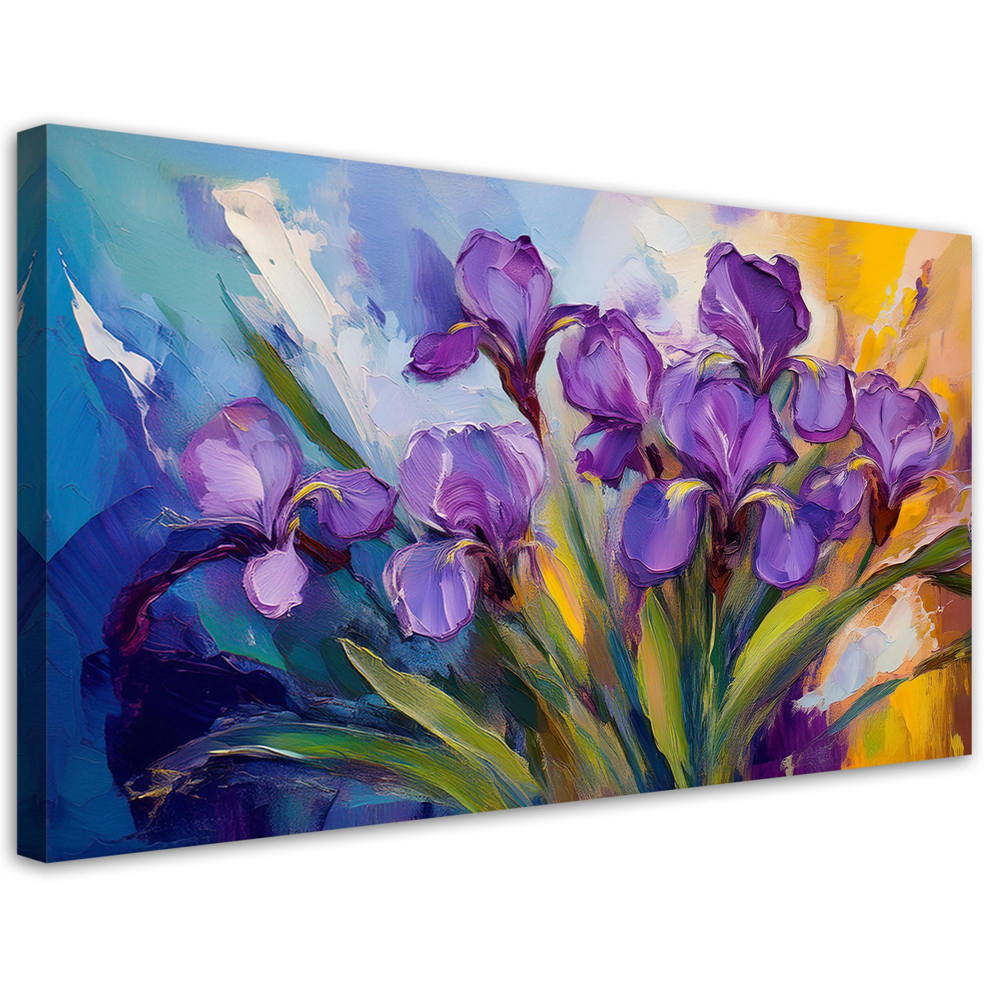 Obraz na płótnie, Fioletowe Pastelowe Kwiaty Irysy 120x60