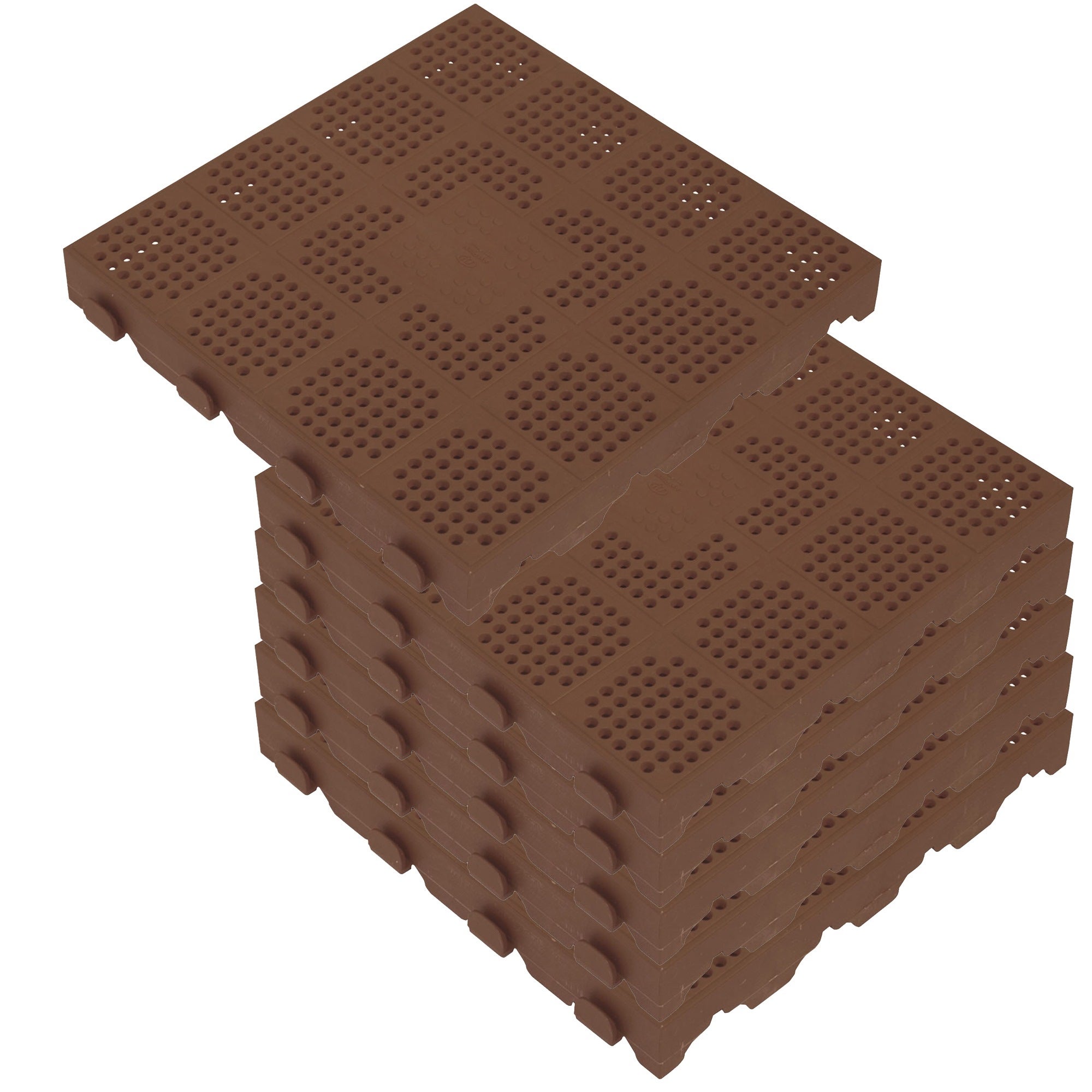 Pack de 6 baldosas plásticas para baldosa exterior en panal de 39x39x4,8 cm. superficie total 0,9m² combi - marrón