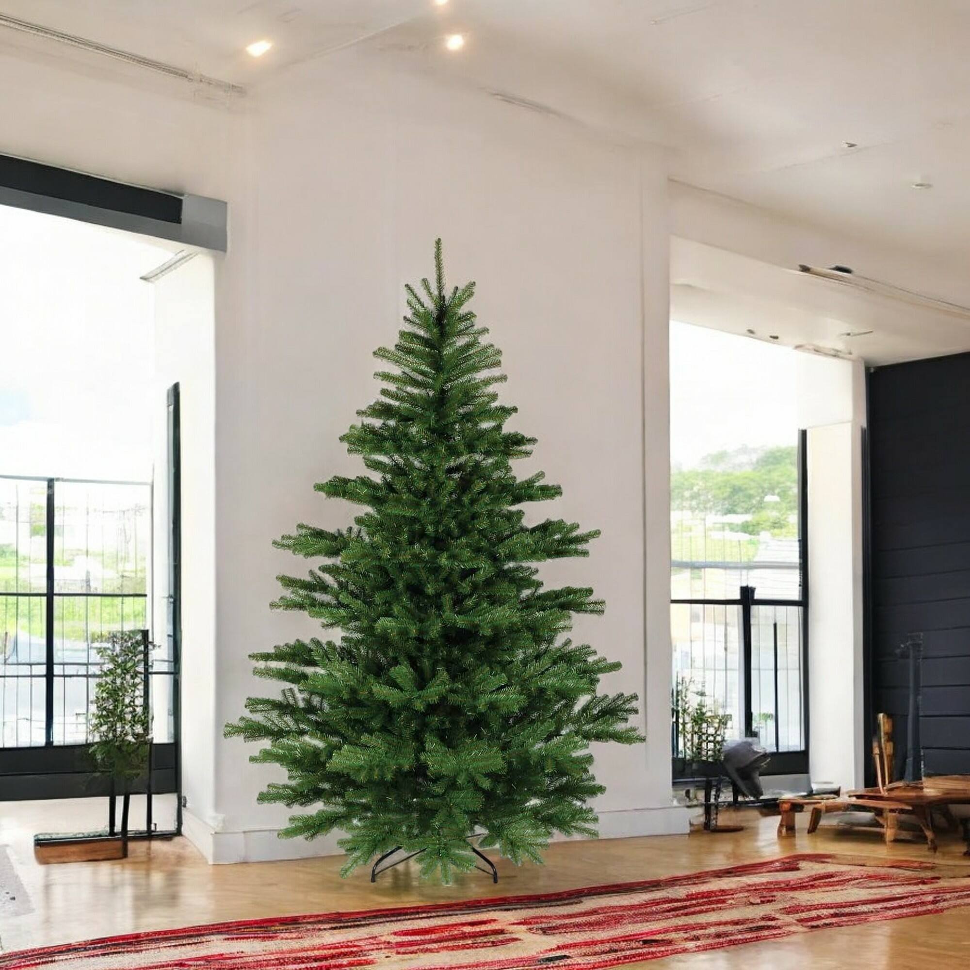 Sapin De Noël Artificiel Slim 180 Cm - PVC Ignifuge Avec Pied Métal - Montage Facile