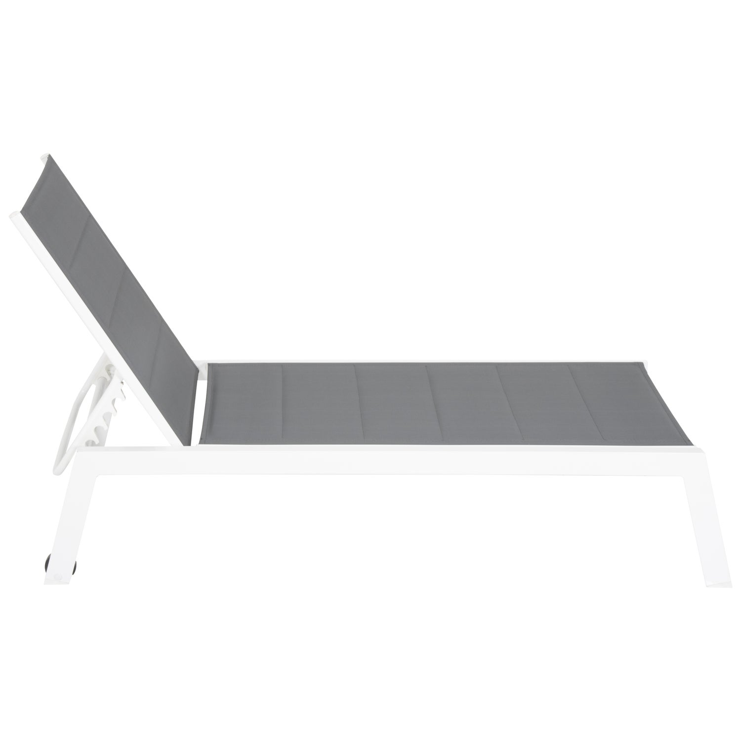 Set bain de soleil et table d'appoint gris et blanc aluminium 1 place BARBADOS - 4
