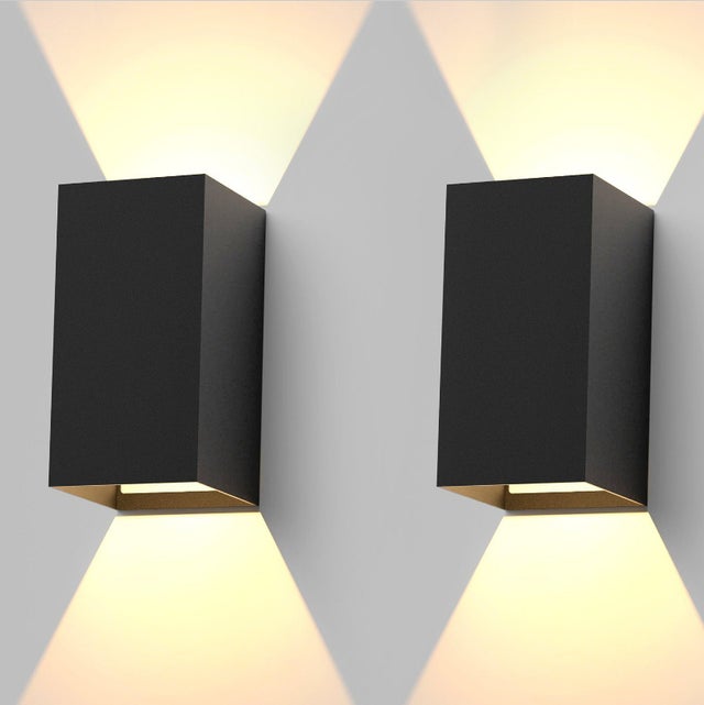 Lot de 2 appliques murales LED rectangulaires 6 W en aluminium, luminaire d'intérieur simple et créatif (lumière chaude 3000 K)