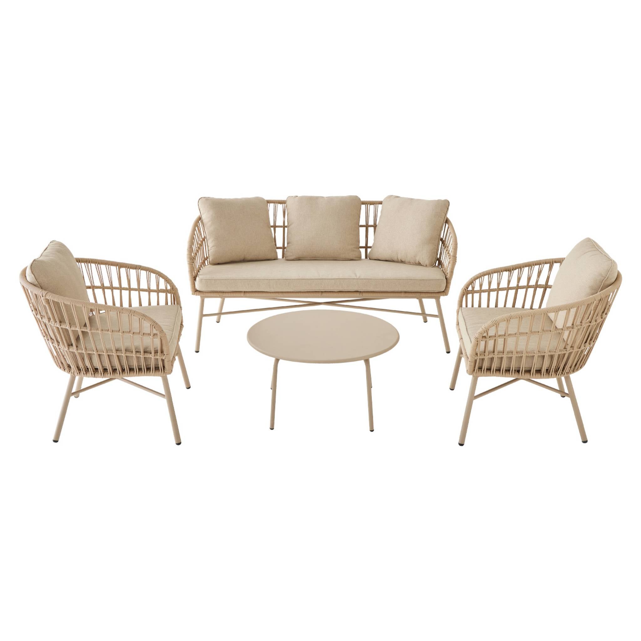 Salon de jardin en Acier Beige 4 personnes - 7