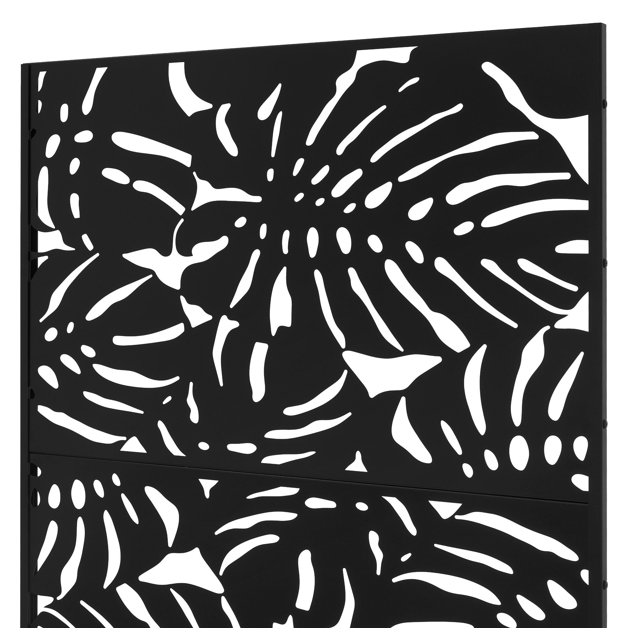 Brise-vue métallique roma 90x180 cm en acier modèle autoportant à 3 panneaux extensible avec supports paravent décoratif résistant aux intempéries - 7