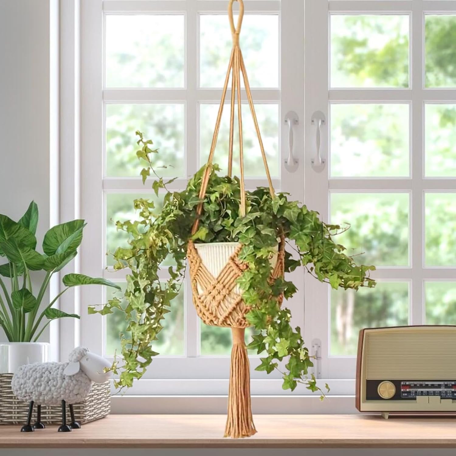 Suspension pour Plantes en macramé | 2 Supports de Pot à Suspendre – Style bohème Tendance au Crochet pour décoration d'intérieur, Pots de Fleurs - 6