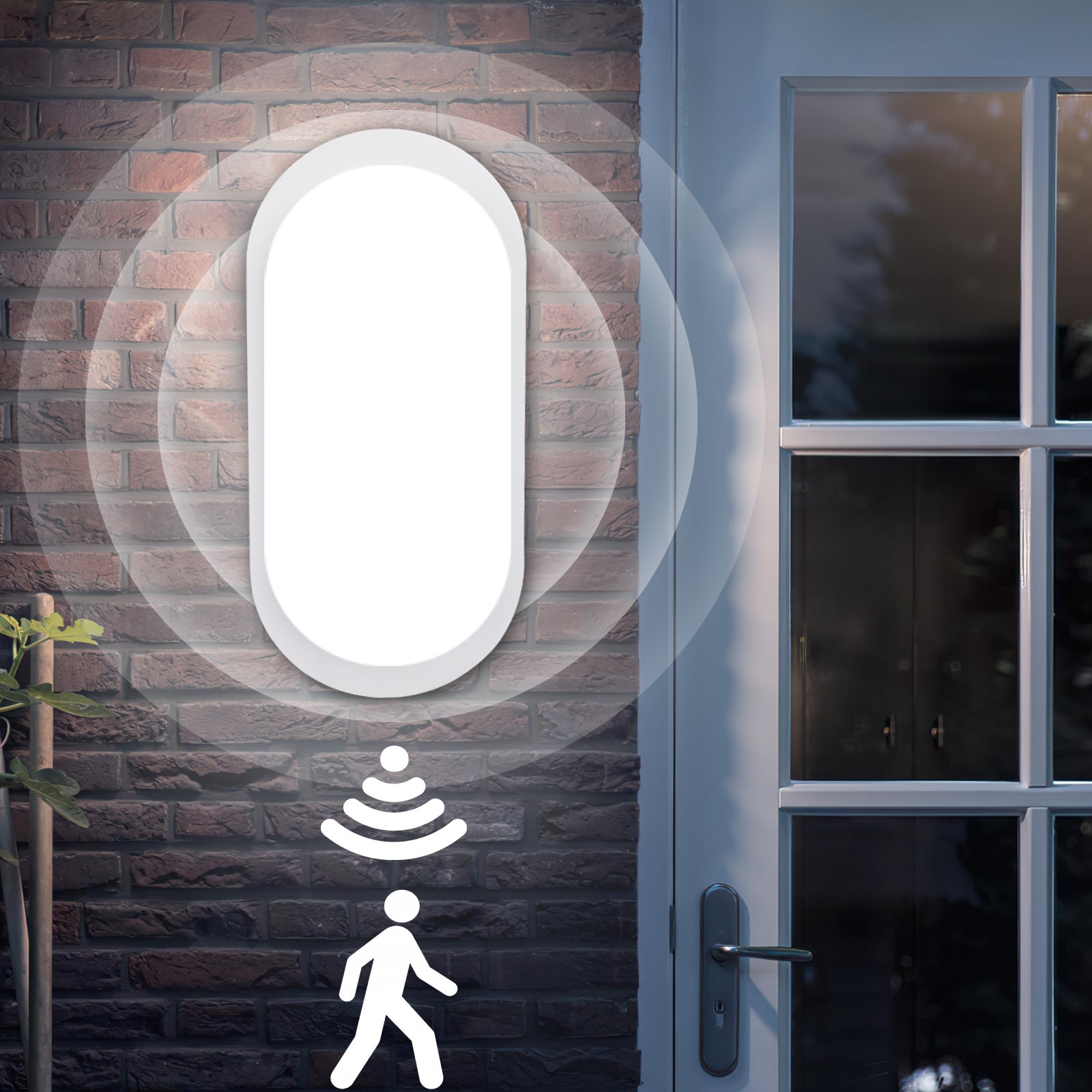 LOVHAUS 12W Zewnętrzna lampa ścienna LED z czujnikiem ruchu, IP65 Zewnętrzna lampa ścienna LED 4000K do ogrodu, garażu, parku, korytarza