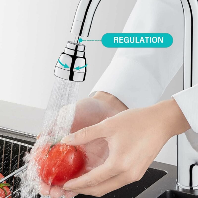 3 Modes Douchette Embout Robinet Cuisine - 360 Degrés Tête Douchette Evier Cuisine,Adaptateur Economiseur D'eau Pour Robinet,FM22/M24(Argent) - 3