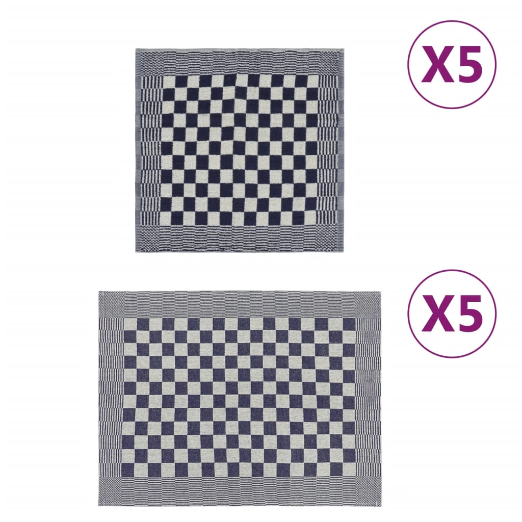 Zestaw 10 ręczników, niebiesko-biały, bawełna vidaXL