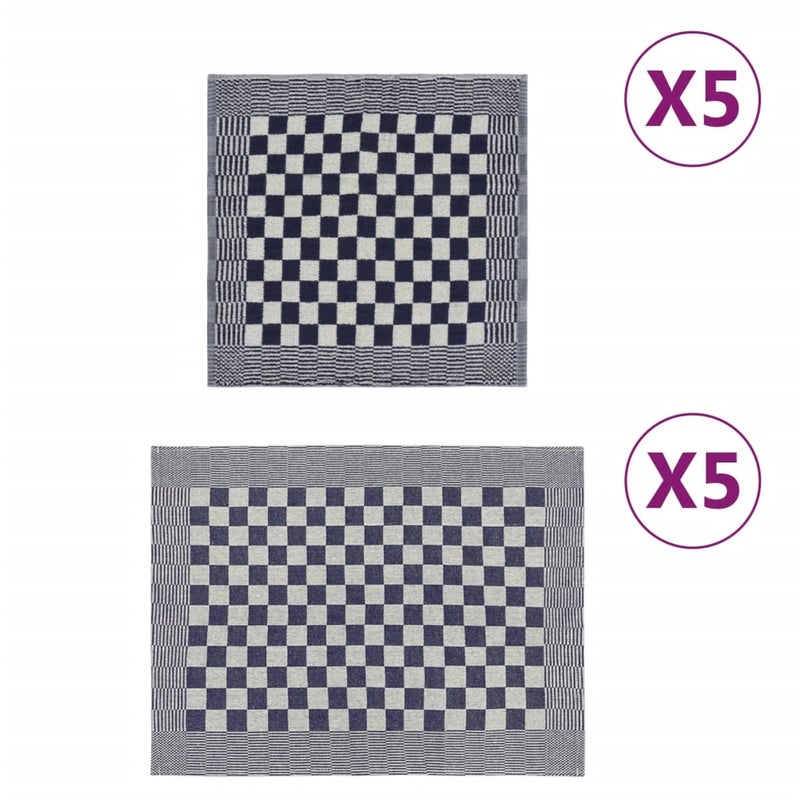 Zestaw 10 ręczników, niebiesko-biały, bawełna vidaXL