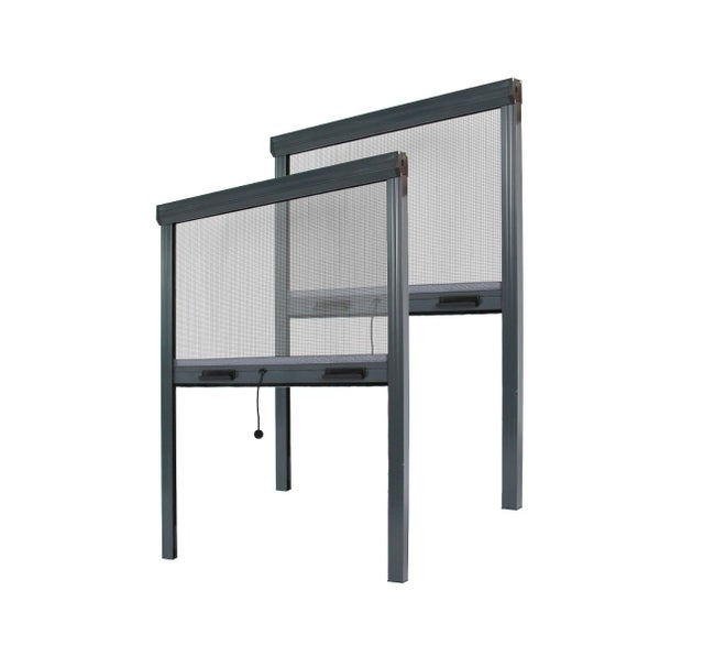 Lot de 2 moustiquaires enroulables fenêtre 160x100 cm, coffre alu gris anthracite (RAL 7016), Avosdim