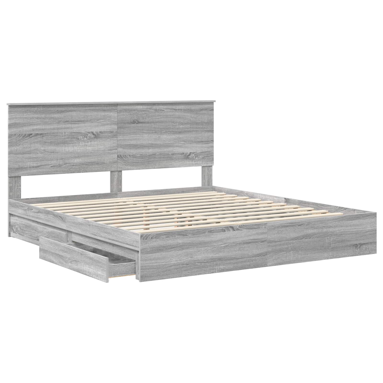 Lit avec rangement, panneau de bois, gris, pour la chambre, 180 × 200 cm - 5