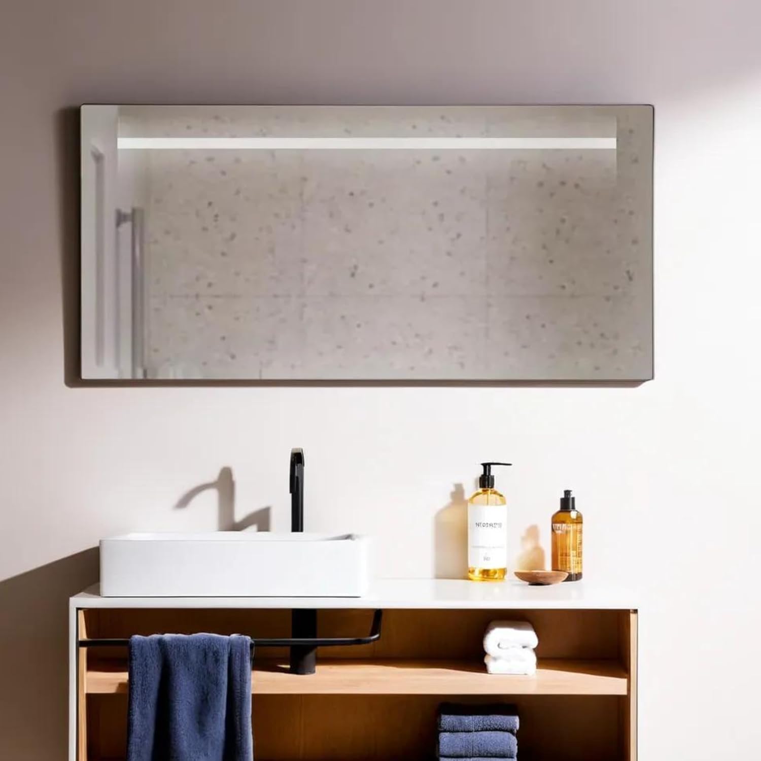 STYLE GLASS Specchio da Bagno Rettangolare con Dimmer Touch ATENA 120 x 60 cm, Made in Italy, Spessore 4mm, Kit Fissaggio Murale Incluso - 4
