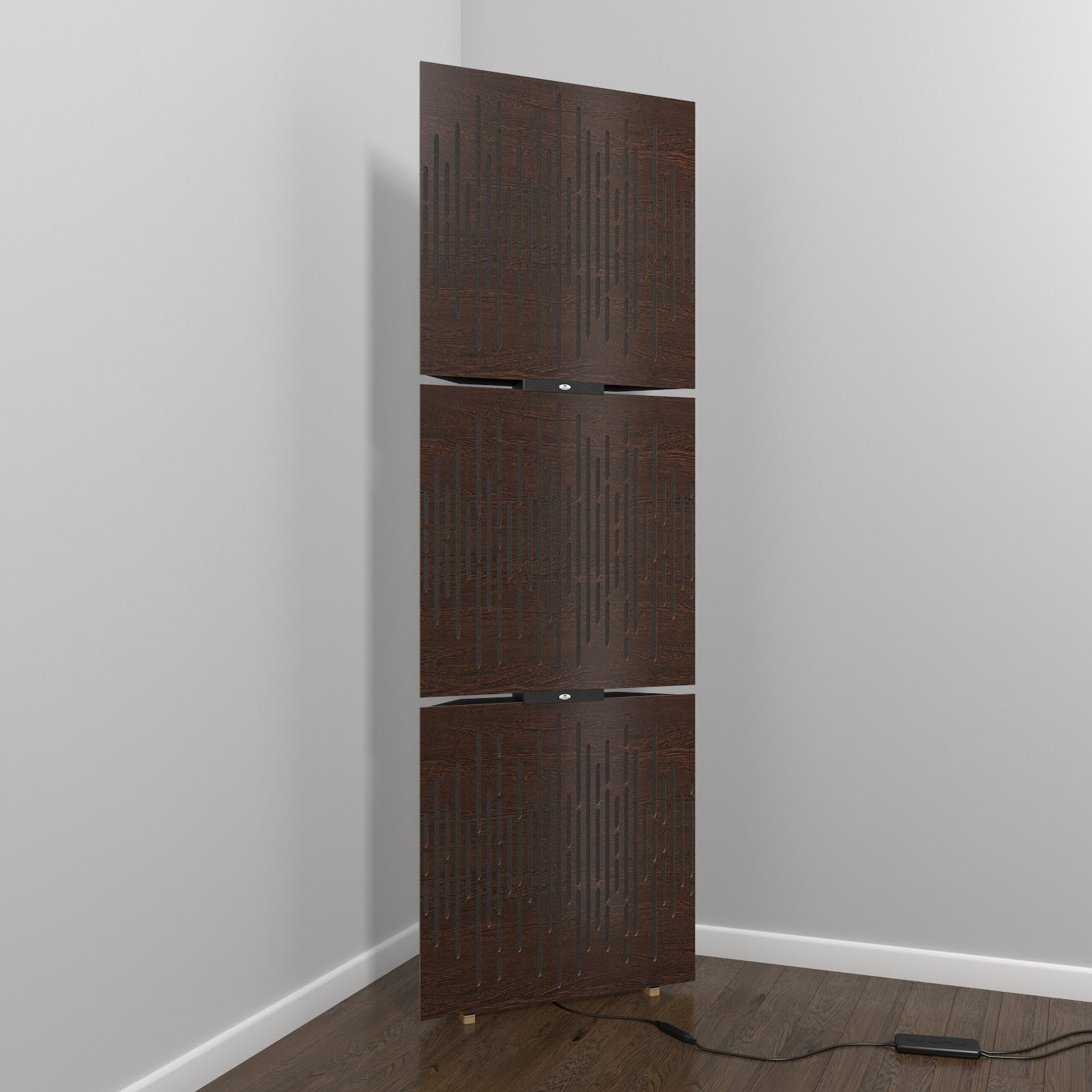 Lot de 3 Pièges à basses WAVE avec support de sol et rétroéclairage LED 150x50x10 cm -MDF perforé laminé et mousse acoustique -Wengé - 2