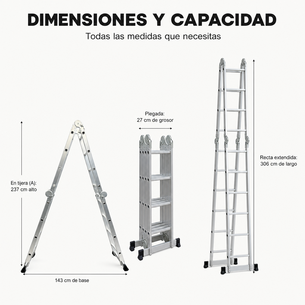 Échelle articulée pliable multifonction 4x3 en aluminium 3,5 m - 7