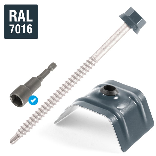 Kit 50 fixations bac acier sur bois Ø6,3 x 100 GRIS RAL7016 SCELL-IT