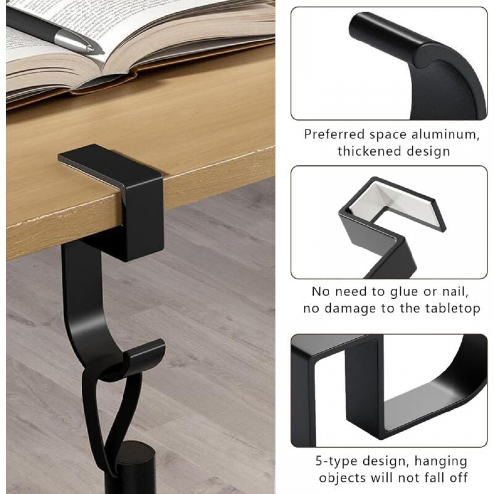 Supporto A Gancio Da Scrivania Per Cuffie – Doppio Gancio In Alluminio, Antiscivolo, Compatto, Ideale Per Gaming E Ufficio - 4