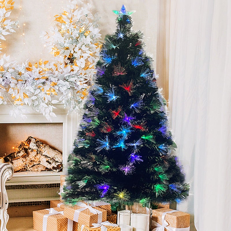 Árbol De Navidad De Fibra óptica Con Luces LED Que Cambian De Color – Reacondicionado (2 A 7 Pies, Verde)