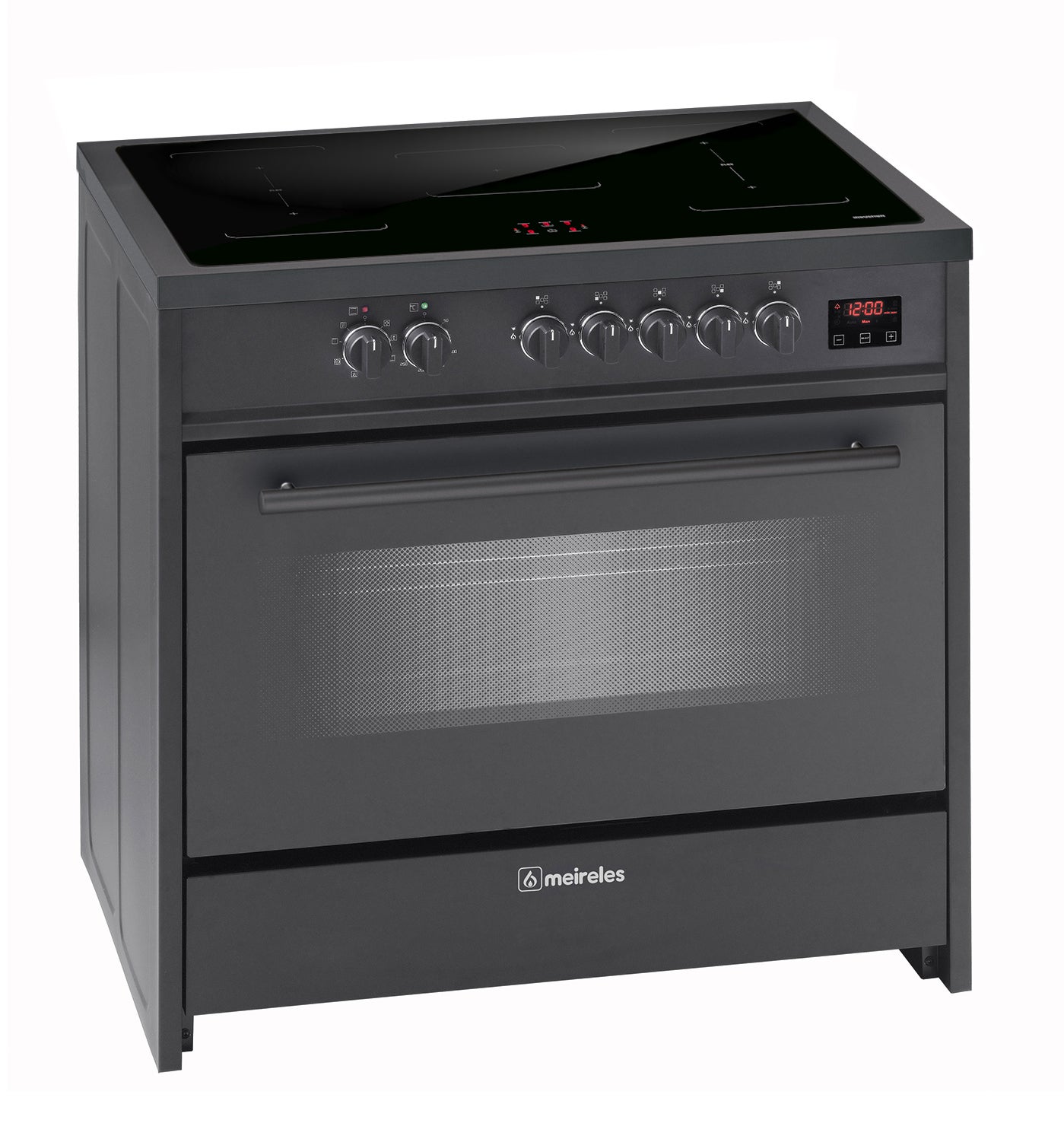 Cocina eléctrica inducción e913bl meireles, 5 zonas inducción, 2 flexizones, horno eléctrico multifunciones, negra, 90x60