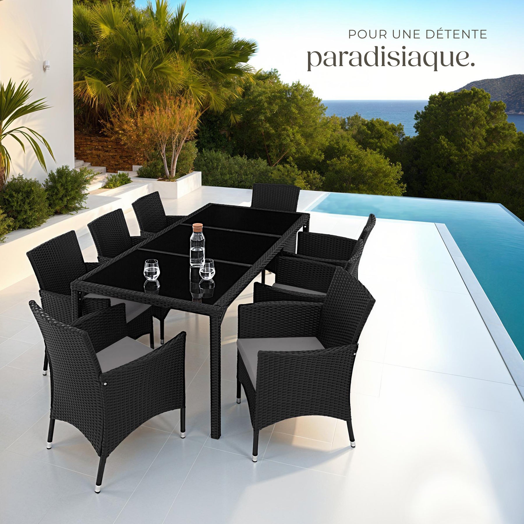 TECTAKE Conjunto de rattan Para 8 pessoas - 8