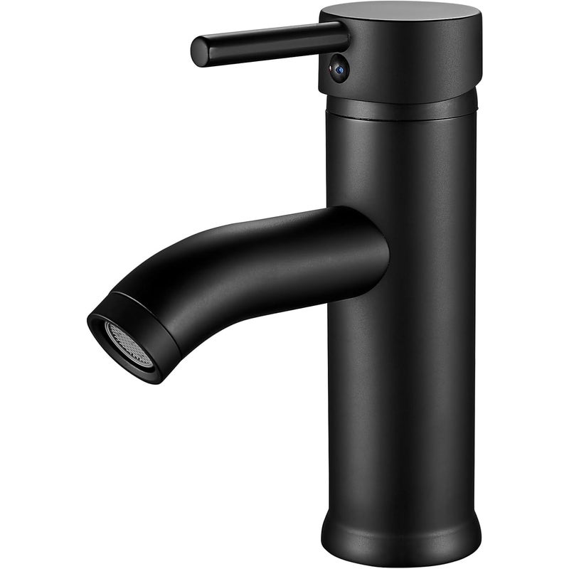 Czarny kran łazienkowy, jednouchwytowa bateria umywalkowa, regulowany kran z ciepłą i zimną wodą, bateria umywalkowa mieszająca