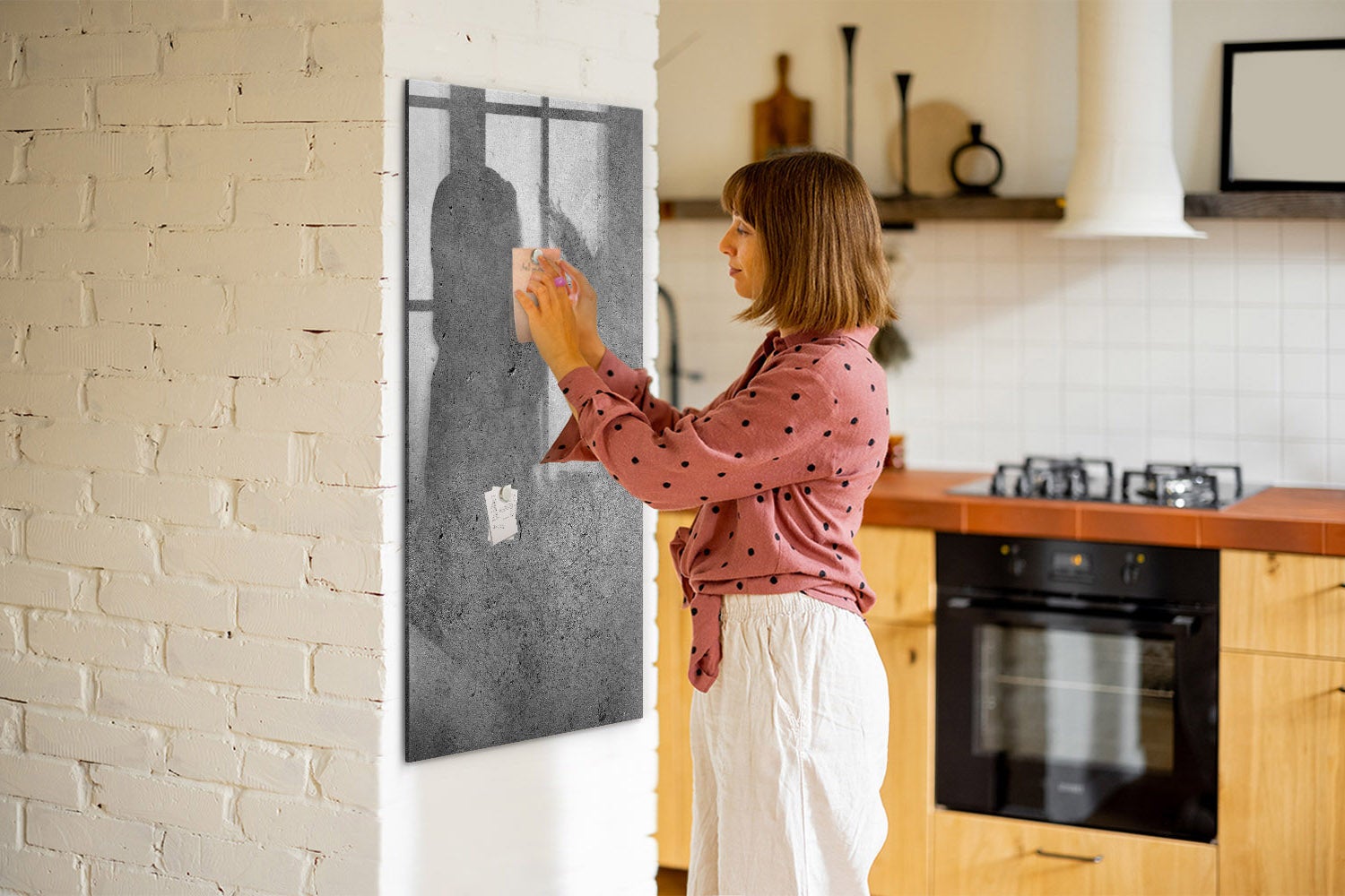 Tableau magnétique mural, Tulup - 60x120 cm - Béton, 5 aimants, une éponge, un marqueur blanc - 6