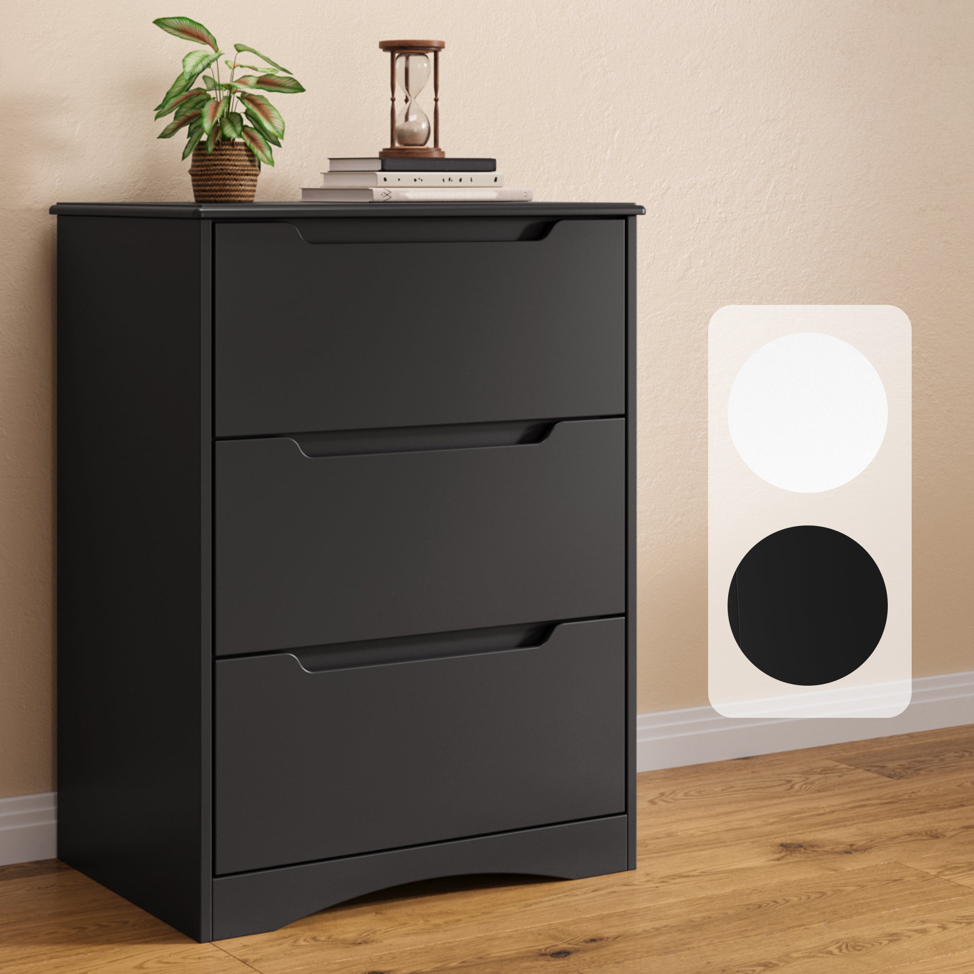 Bealife Cassettiera a 3 cassetti, nera, 62 x 41 x 82 cm - 5