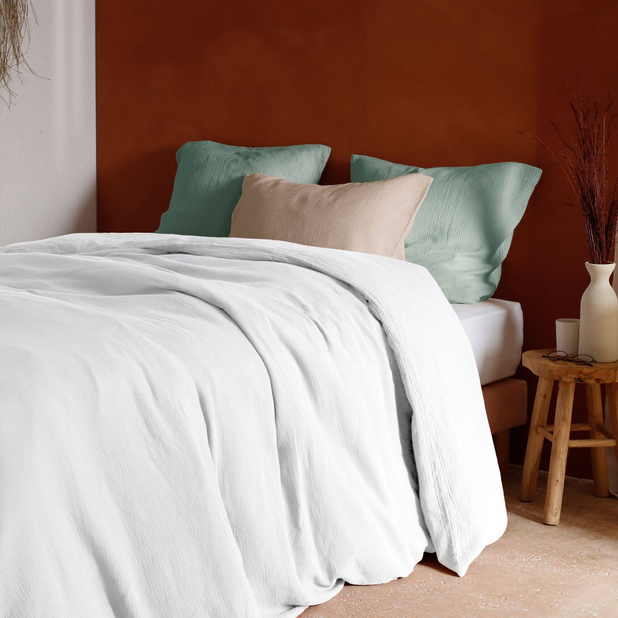 Housse De Couette Double Gaze De Coton Bio 140x200 Cm Terracotta – 1 Personne Ultra Douce & Naturelle