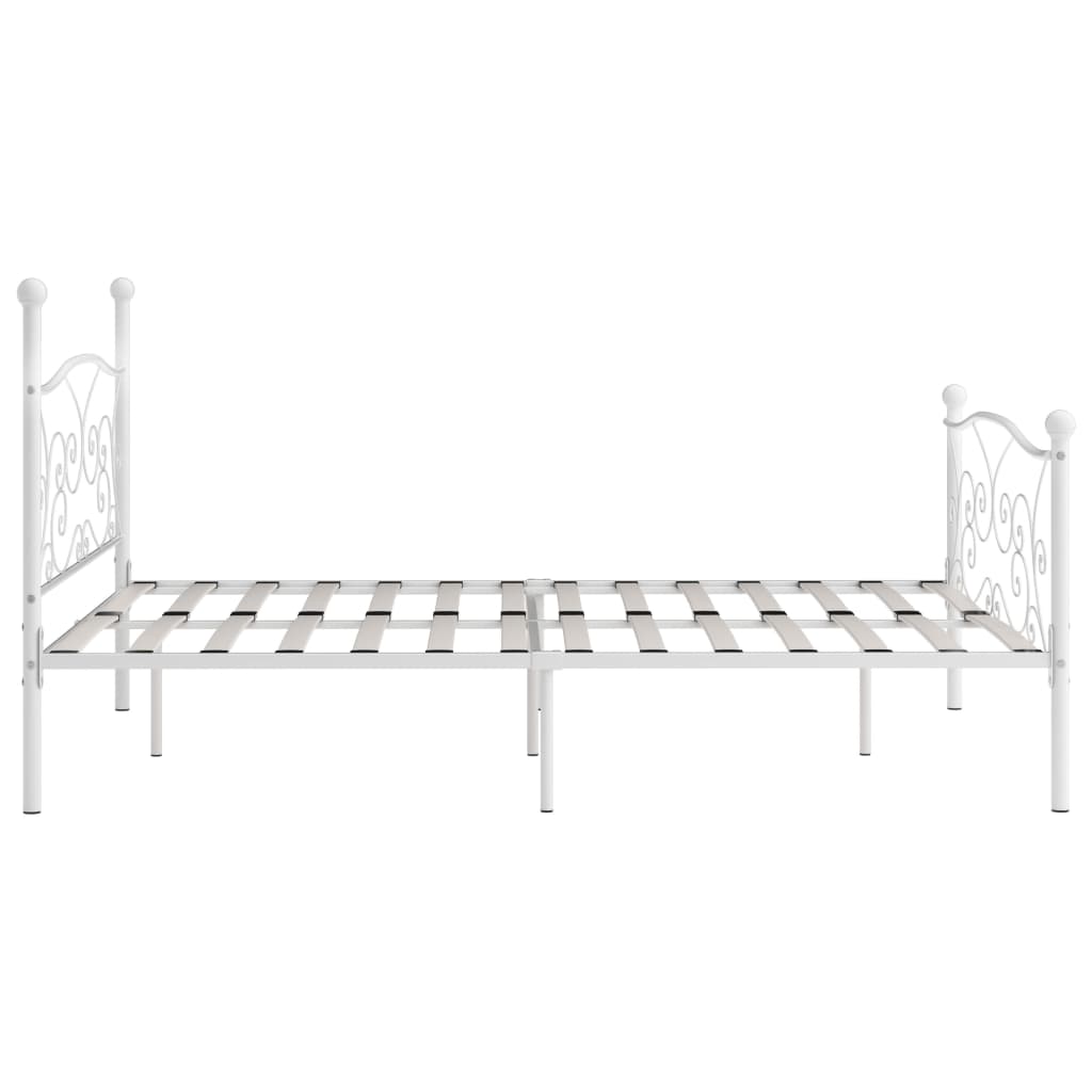 Maison Exclusive - Estrutura de cama com estrado de ripas 200x200 cm metal branco - 4