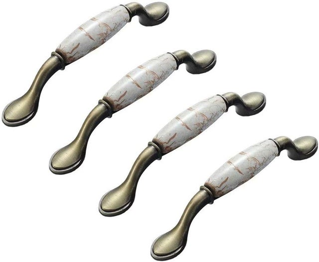 Maniglie Antiche Fiore Primavera - 4 Pezzi In Zinco Alluminio E Porcellana - Foto 12