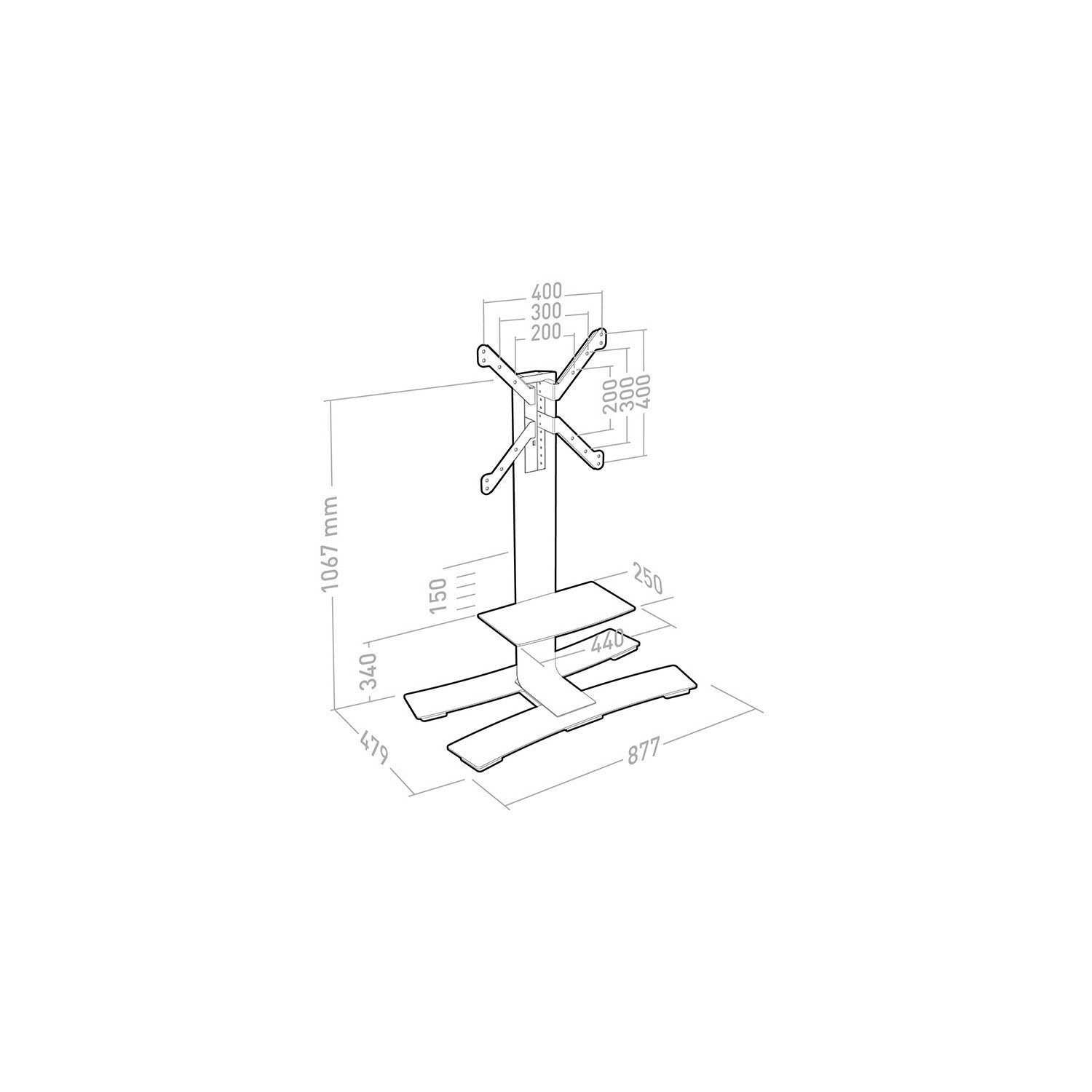 Pied TV ERARD Will 1050L 30-55P blanc - 3