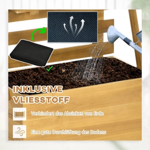 Jardinière surélevée avec treillis et 3 étagères, jardinière avec bac à fleurs pour plantes grimpantes en bois, marron 63x39x160cm - 6