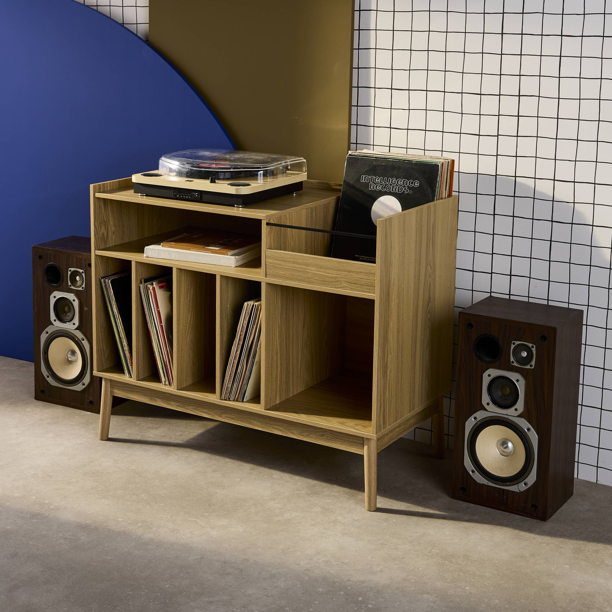 Meuble vinyle vintage décor bois. Dune. L 100 x l 48 x H 81.5cm DUNE - 4