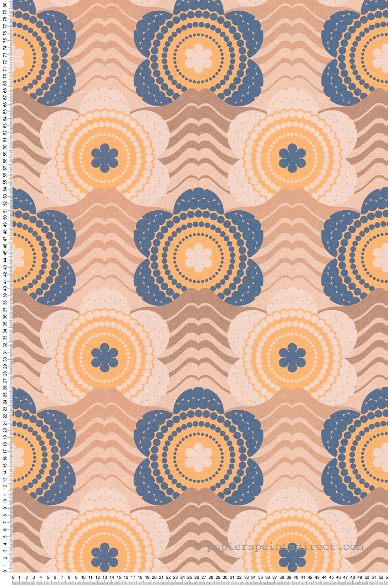 Papel pintado flores azules y beiges tejido no tejido papel pintado retro chic para recibidor o dormitorio