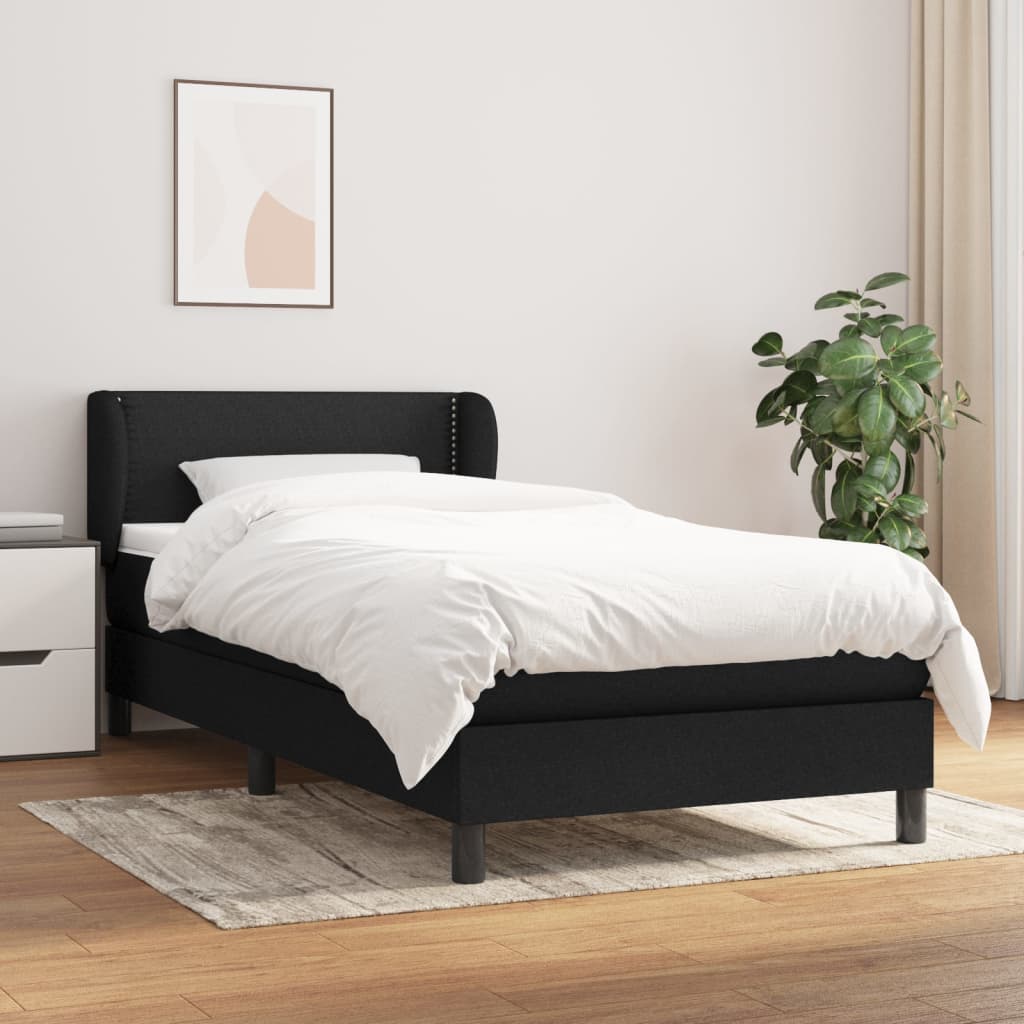 Lit Sommier Tapissier 100x200 Cm Avec Matelas Intégré - Tissu Taupe, Tête De Lit Réglable - Familial Ou Lit D'appoint