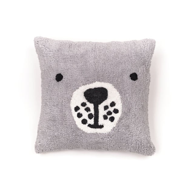 Coussin déhoussable tufté imprimé animalier coton FUNNY