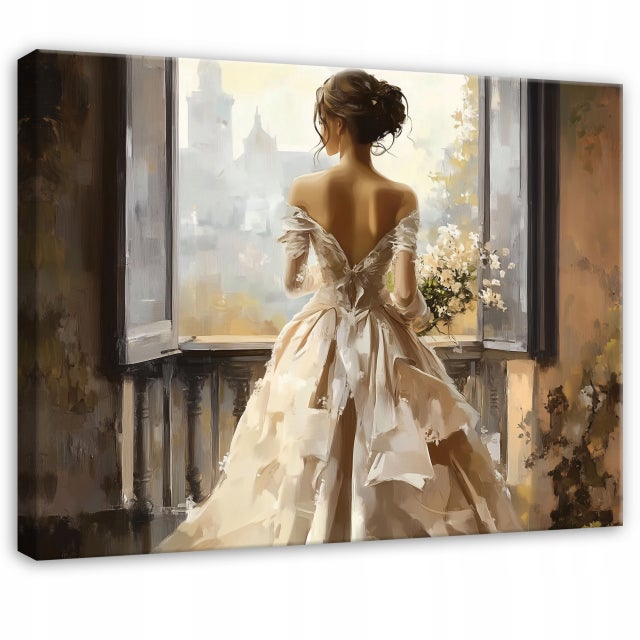 Tableau Deco femme abstrait beige 100x70 cm xxl Impression sur toile décoration murale intissée pour salon chambre cuisine