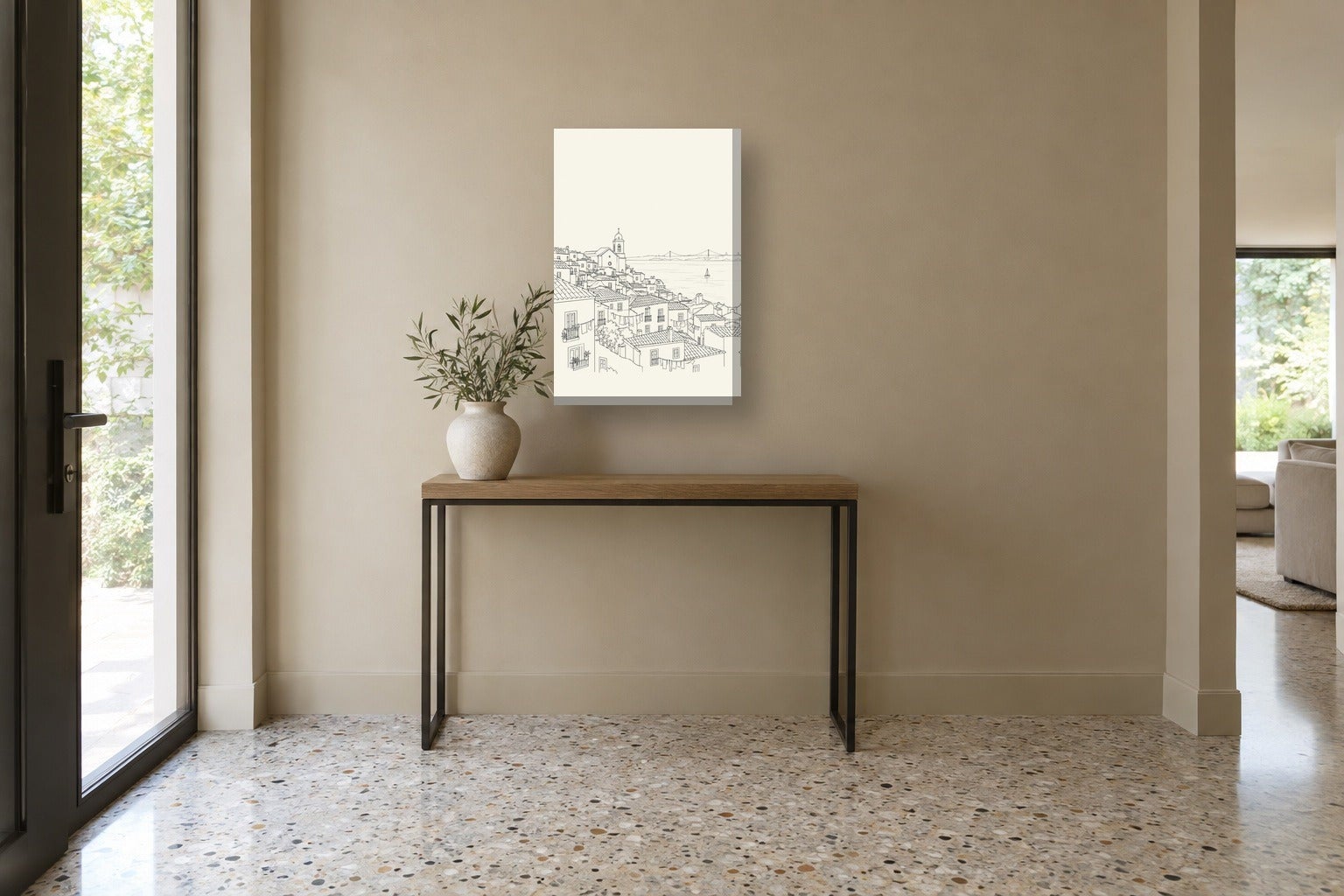 Quadro del Portogallo «Alfama, line art» in poster con cornice nera, 50 ...