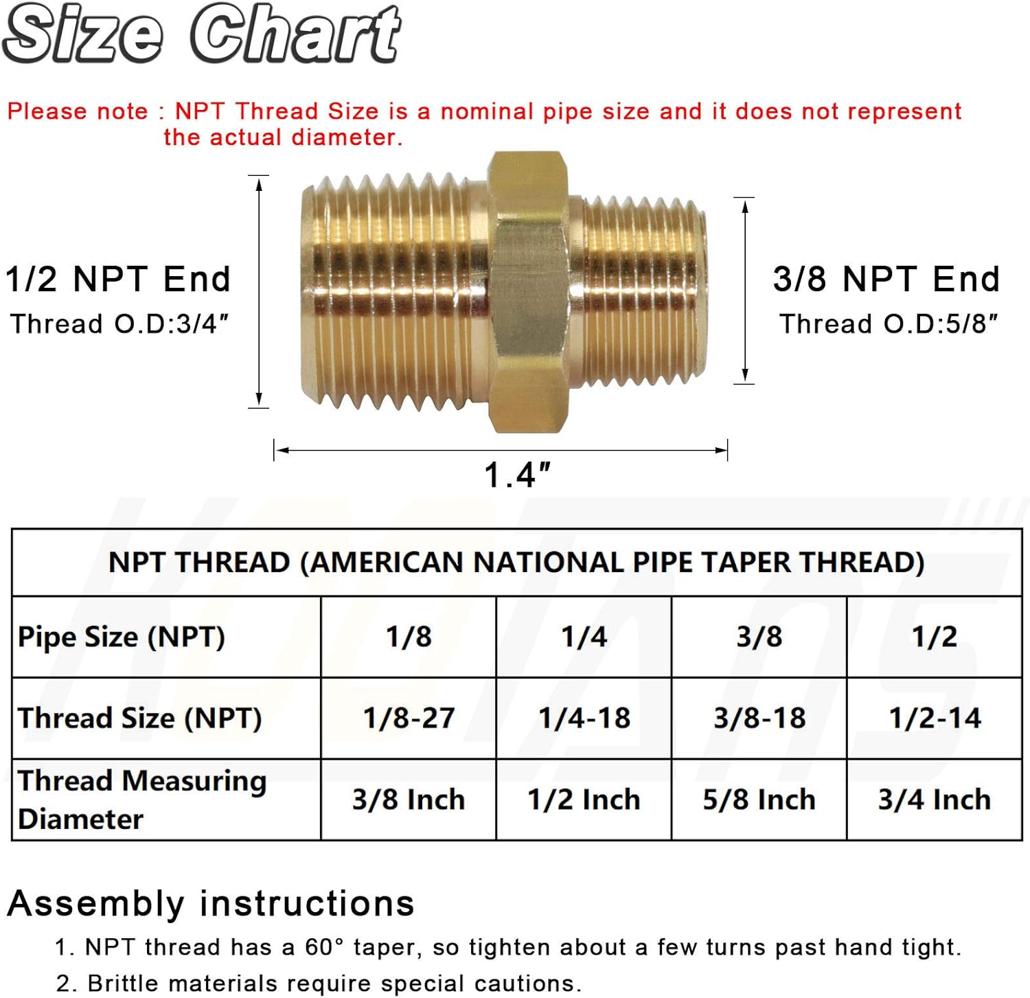 Tappo A Testa Esagonale In Ottone Massiccio 1/8 NPT Filettatura Maschio - Foto 2