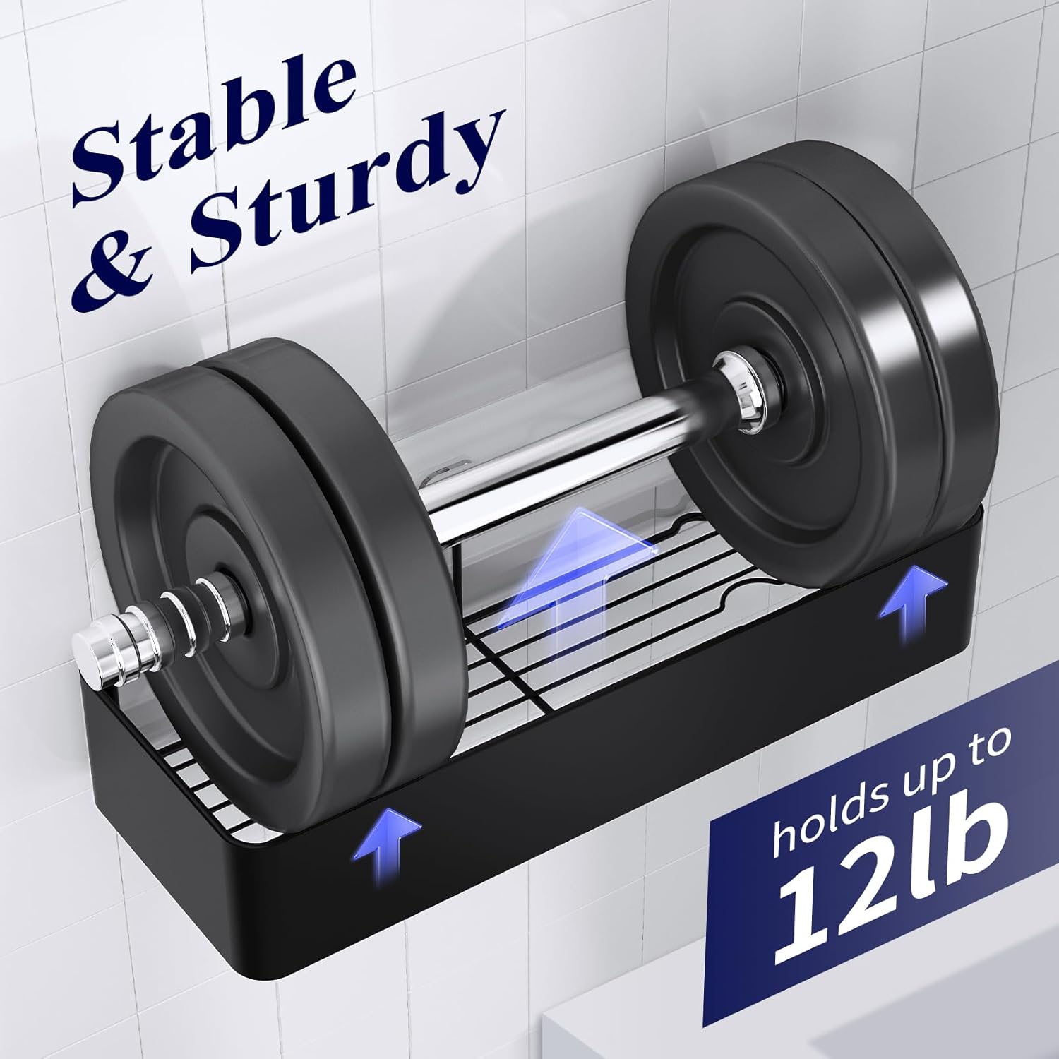 Étagère de douche 2 pièces organisateur de salle de bain antirouille, étagère de salle de bain sans perçage, support de shampoing durable - 7