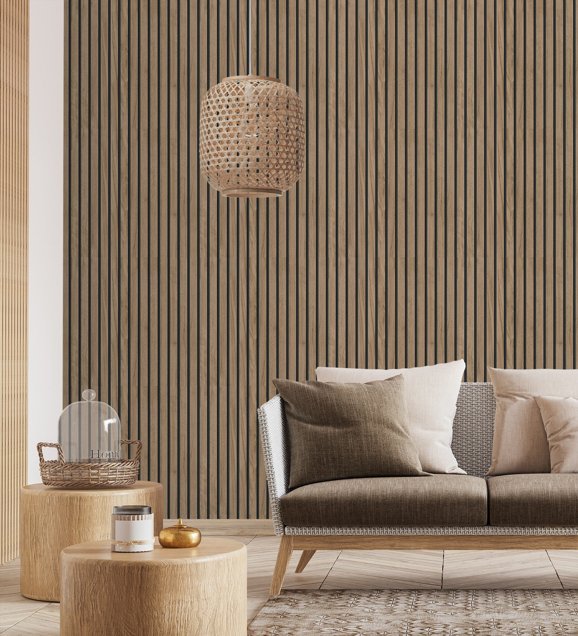 Papier peint en lattes de bois naturel imitation panneau à lames - Oak Orbit 682814 de GAULAN - Rouleaux de 10 m x 0,53 m - 7