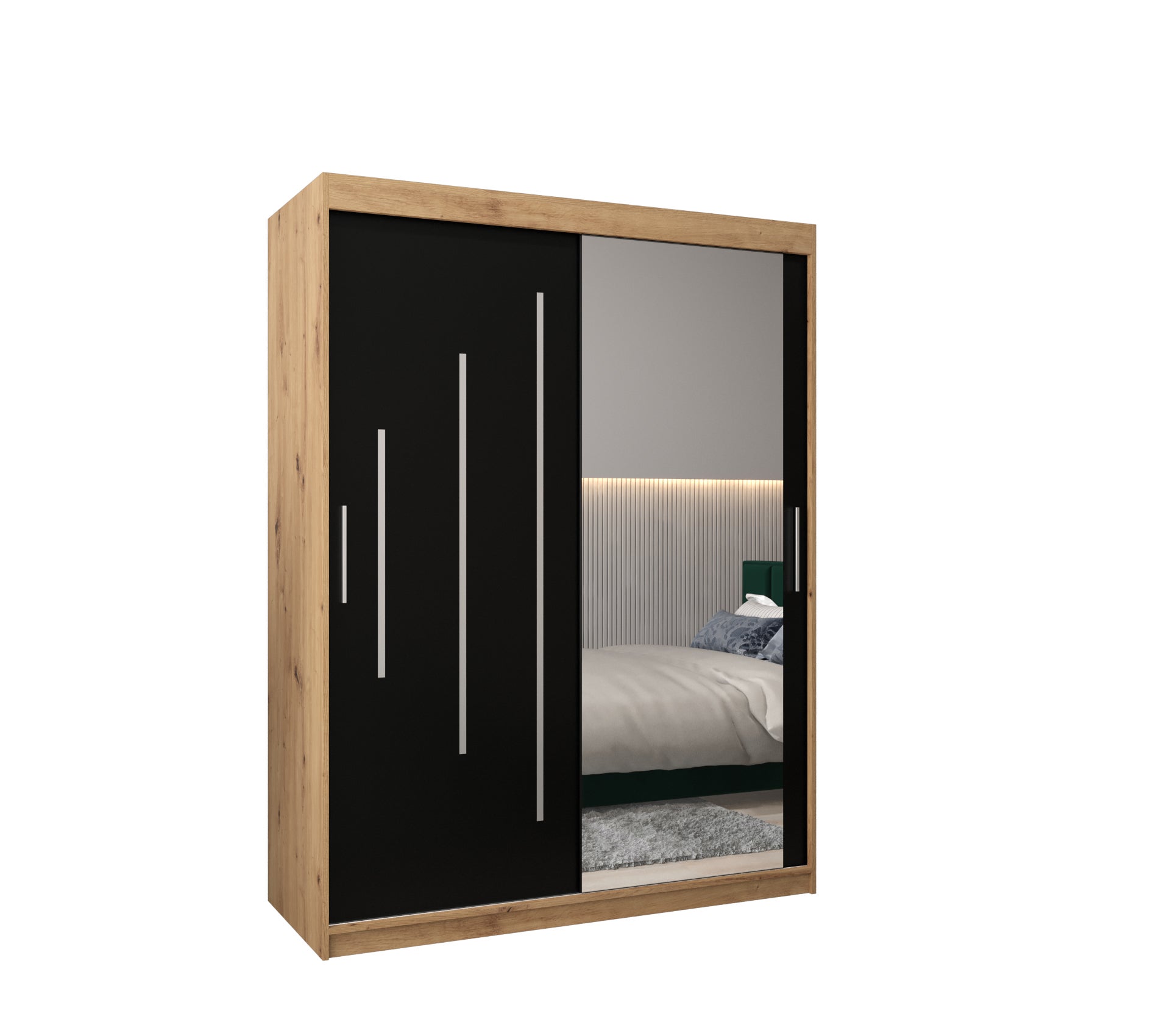 Szafa przesuwna garderoba York 2 150 x 62 x 200 cm Artisan + Czarny - Abiks Meble