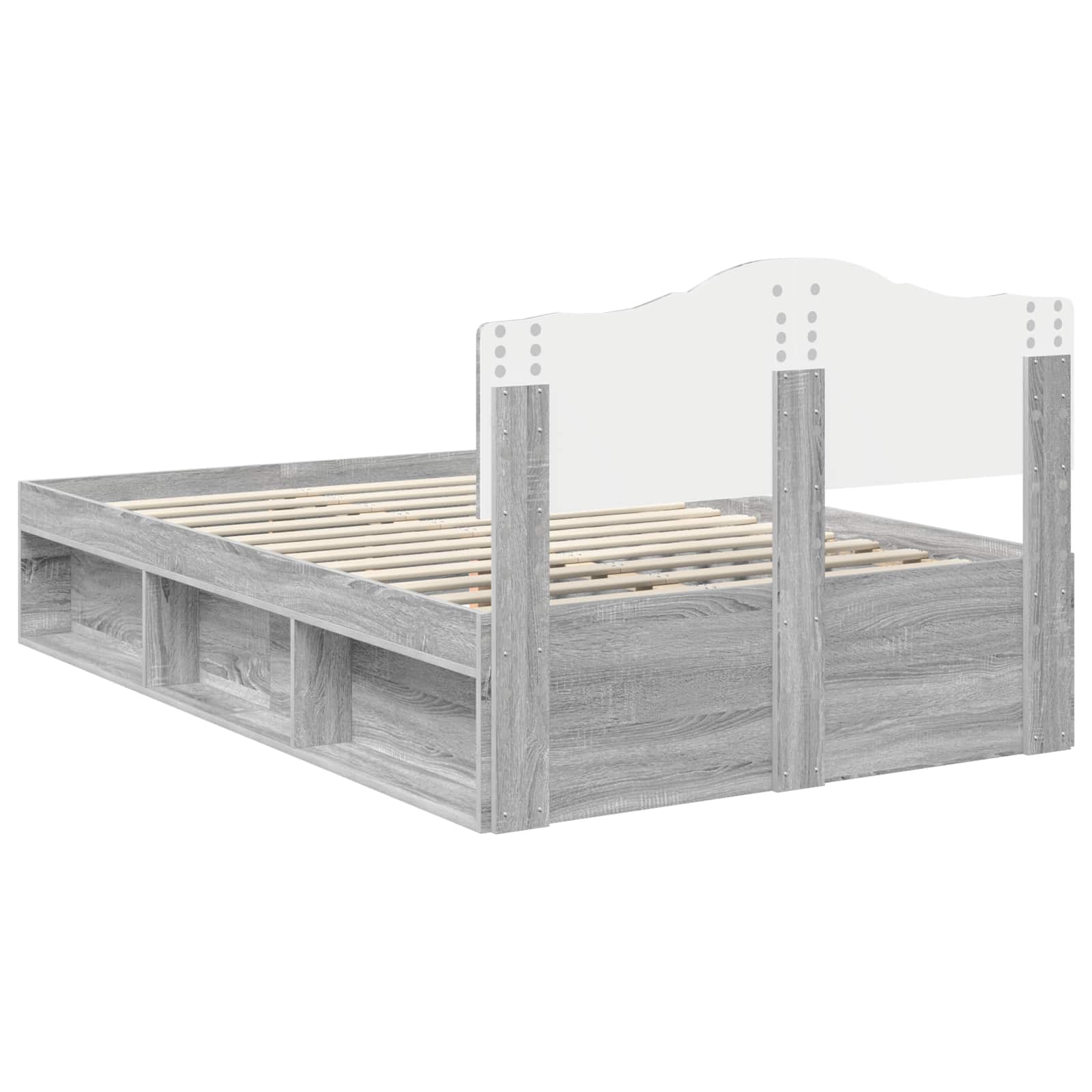 Cadre de lit en bois de pin massif gris pour la chambre, 120 × 190 cm - 9