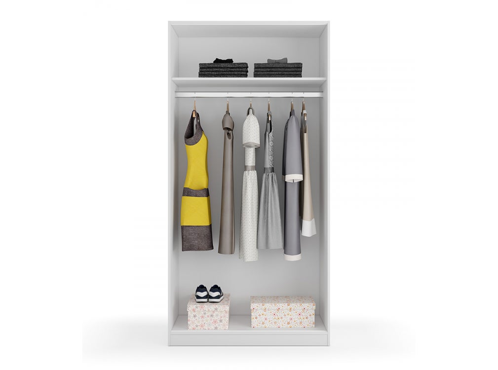 Armoire ENZO 2 portes coulissantes L100 x H200cm - Blanc - 4