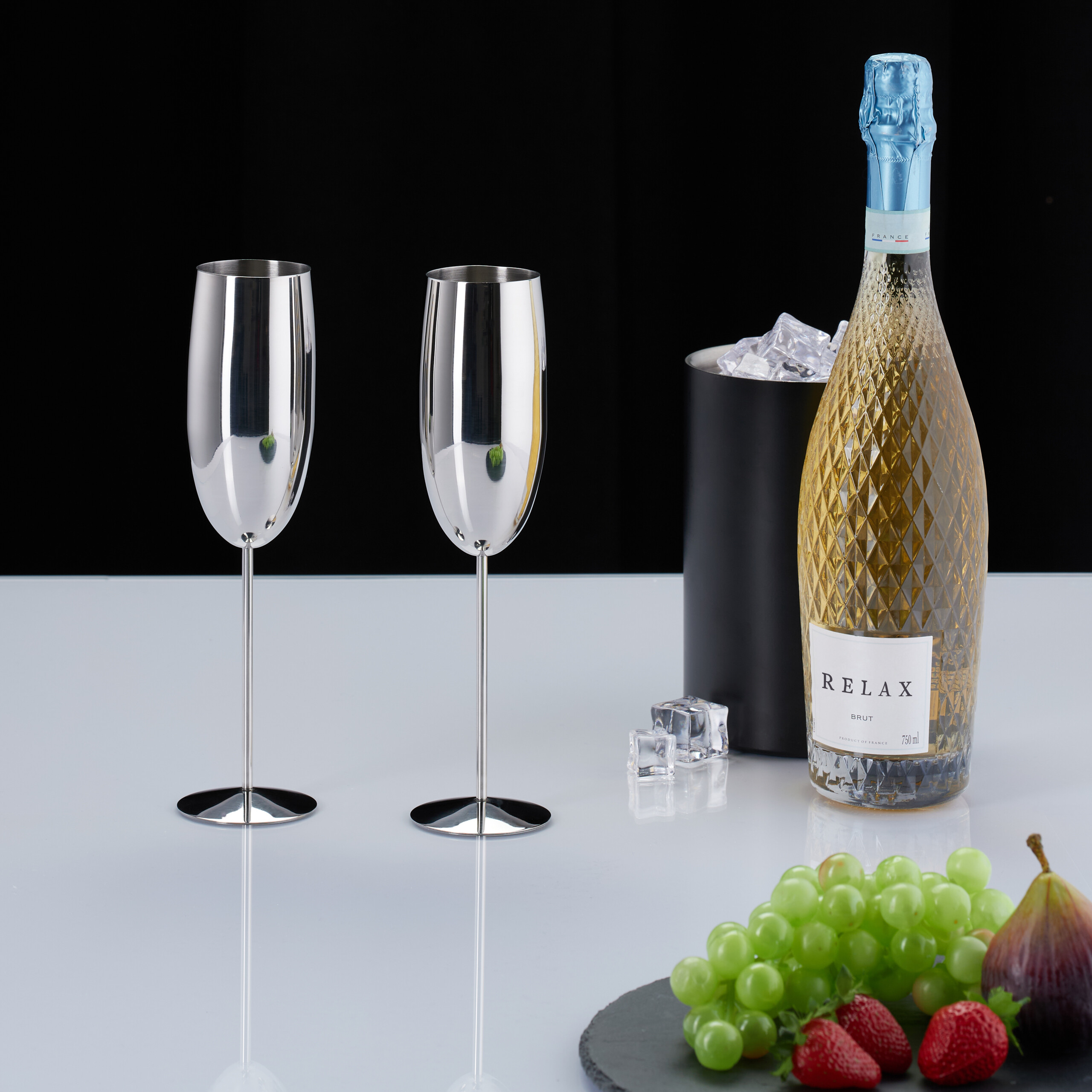 Set 4 Bicchieri Da Vino In Acciaio Inox Dorati - Infrangibili, Ideali