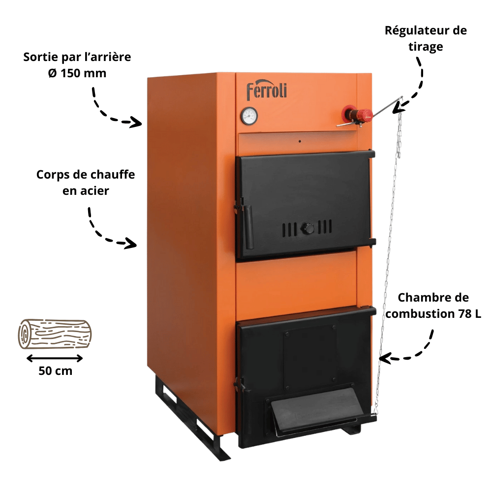 Caldaia a legna FSB Plus 25 kW Ferroli - 4