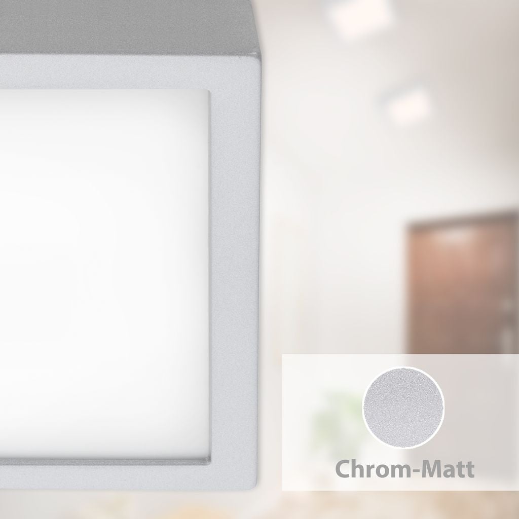 Lampe LED en saillie BRILONER LEUCHTEN FIRE, 21 W, 2000 lm, IP20, chrome mat, métal-plastique, 30 x 30 x 3,2 cm - 6