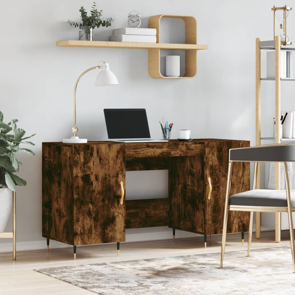 Bureau，Table de travail，Table d'étude chêne fumé 140x50x75 cm bois d'ingénierie CWV67642 - 2