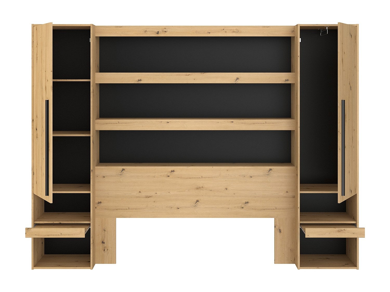 Armadio a ponte con scomparti e LED L269 cm Naturale e Nero - VARLY - 7