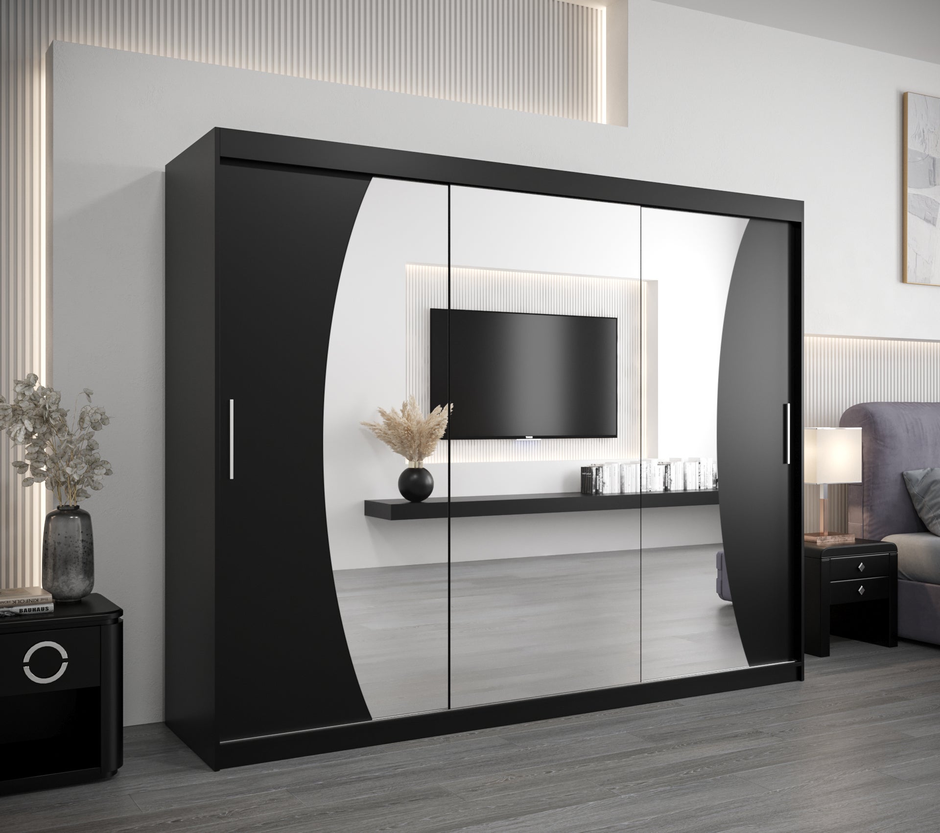 Szafa przesuwna garderoba WAVE 250 x 62 x 200 cm Czarny - Abiks Meble