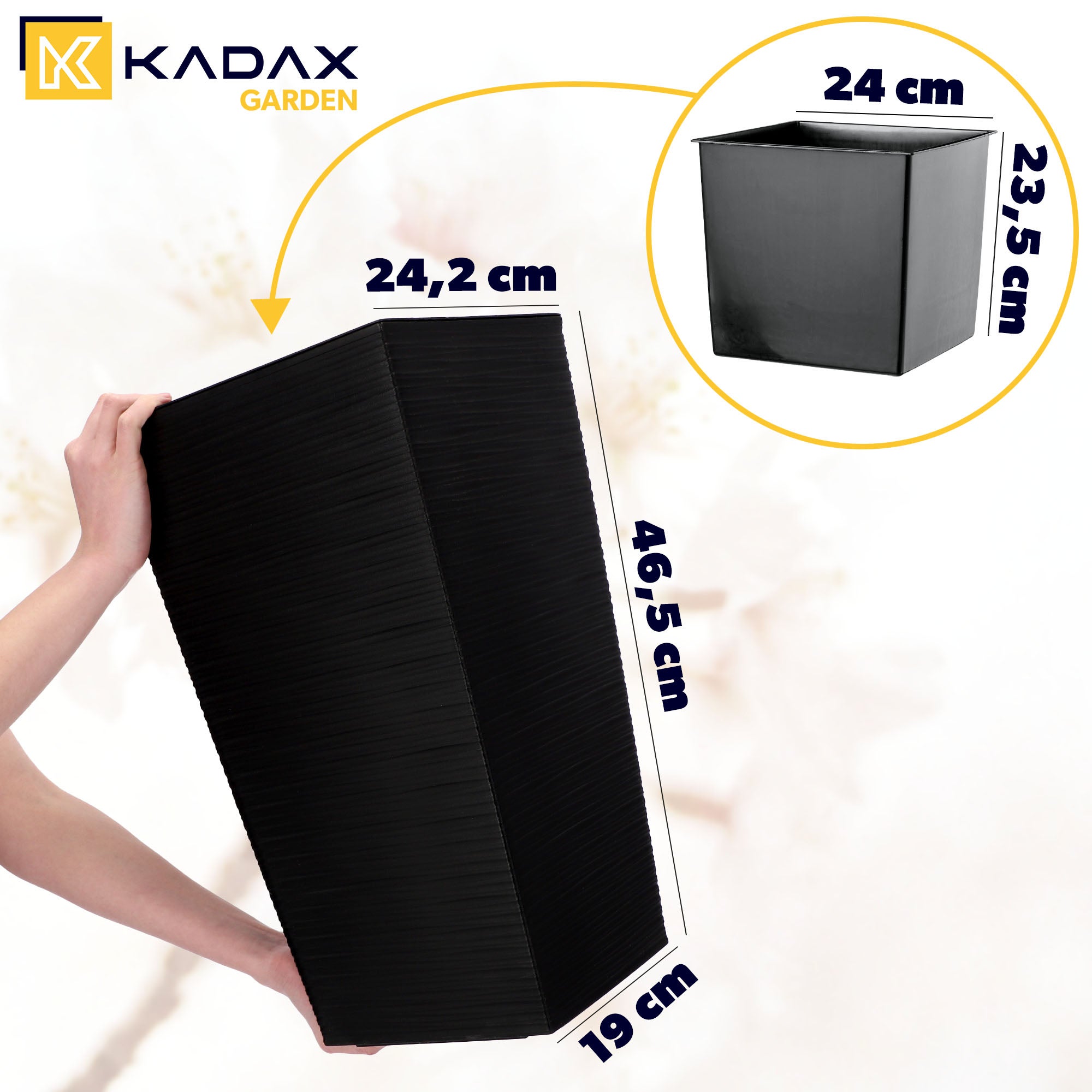 KADAX Vaso da Fiori Alto, Grande Fioriera in plastica per la Decorazione Moderna ed Elegante di Interni ed Esterni, Vaso da Fiori (46,5 cm, Nero) - 2