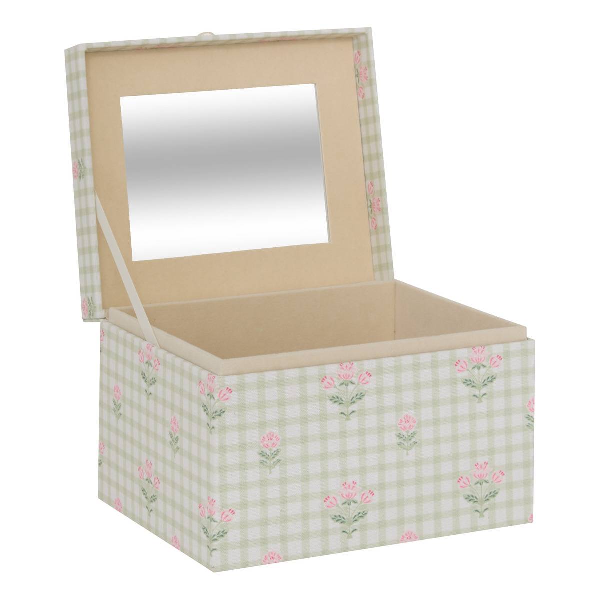 Boîte à bijoux avec miroir Fleur de rose 18x15x13,2cm vert - ATMOSPHERA CREATEUR D'INTERIEUR - 4